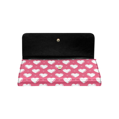 Heart Pattern Print Design HE07 Women's Trifold Wallet