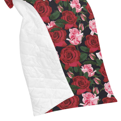 Rose Red Pink Pattern Print Design RO01 Premium Quilt