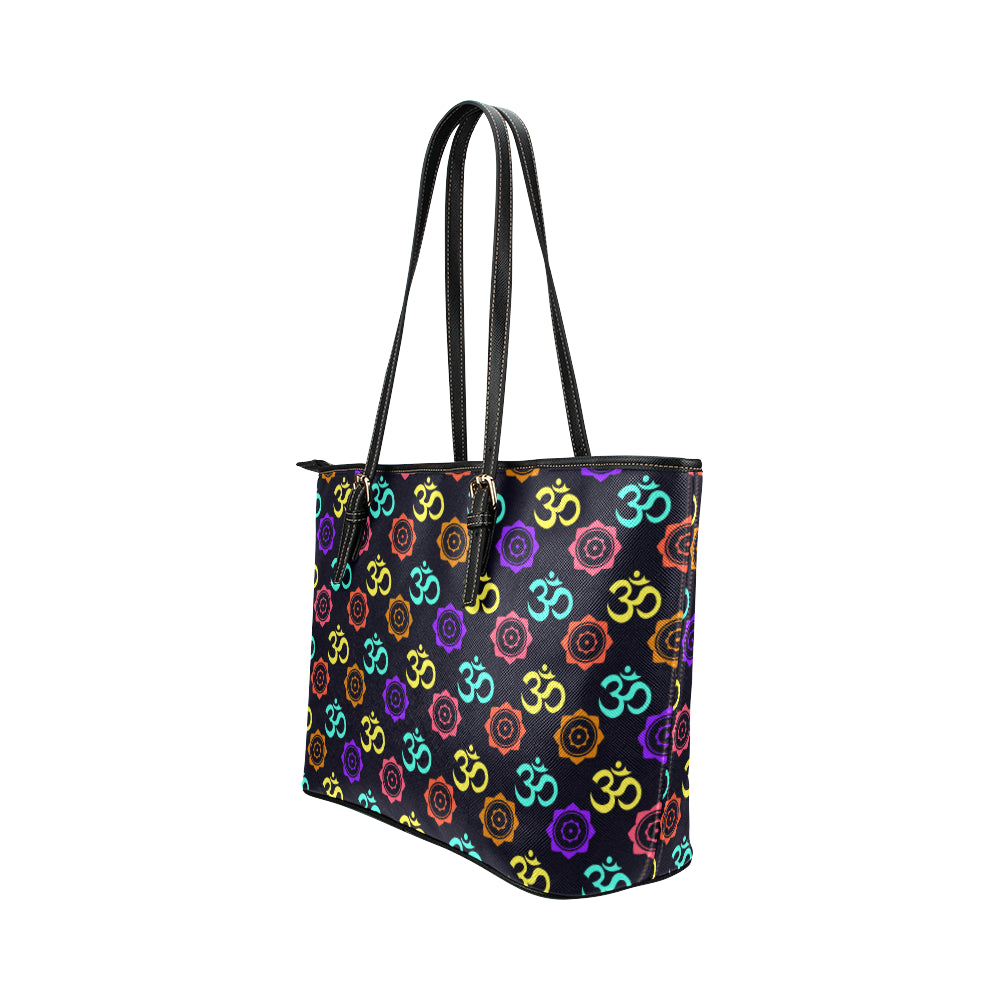 Chakra OM Print Pattern Leather Tote Bag