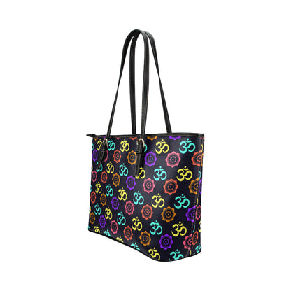 Chakra OM Print Pattern Leather Tote Bag