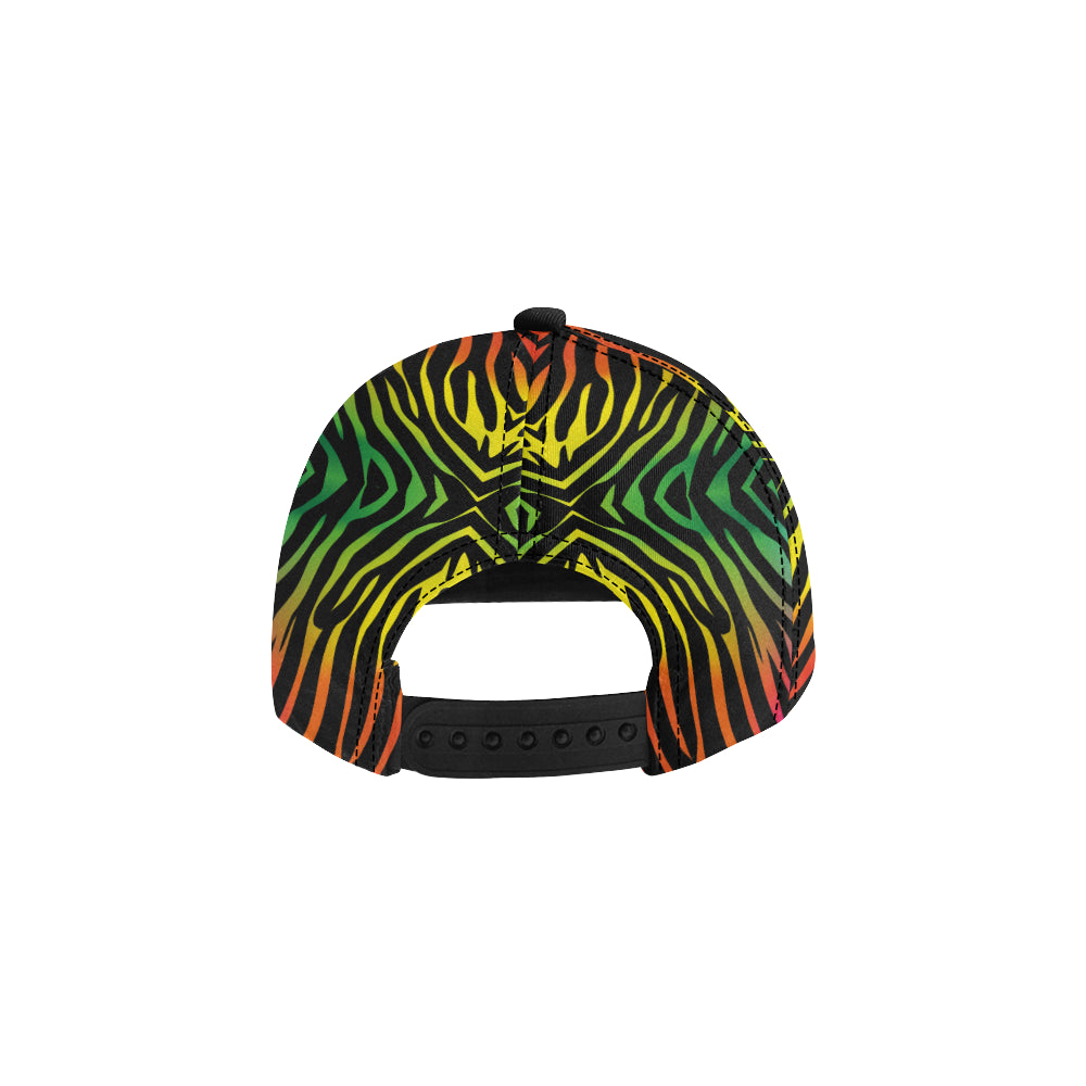 Rainbow Zebra Themed Print Snapback Cap