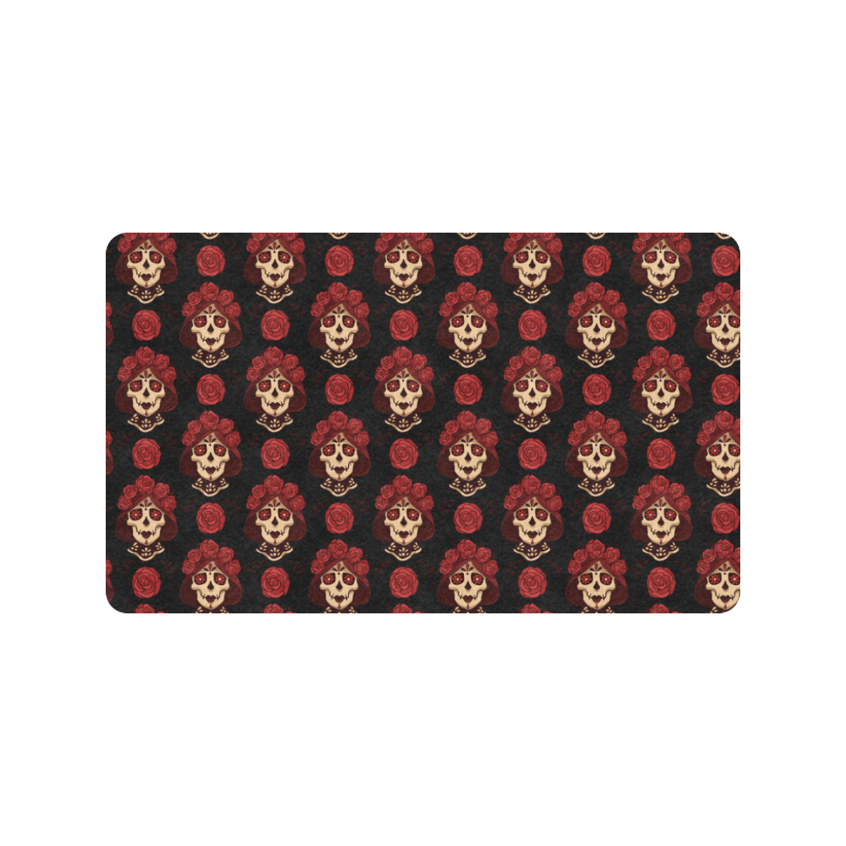 Day of the Dead Skull Girl Pattern Rubber Doormat