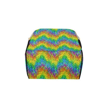 Rainbow Fur Design Print Diaper Bag Backpack