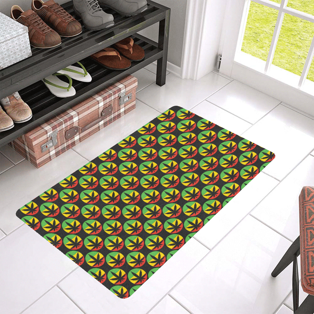 Rasta Reggae Color Design Rubber Doormat