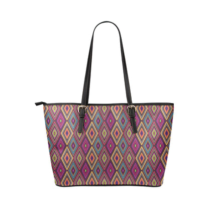 Southwestern Print Leather Tote Bag
