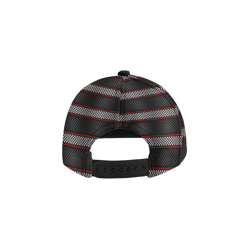 Checkered Flag Red Line Style Snapback Cap