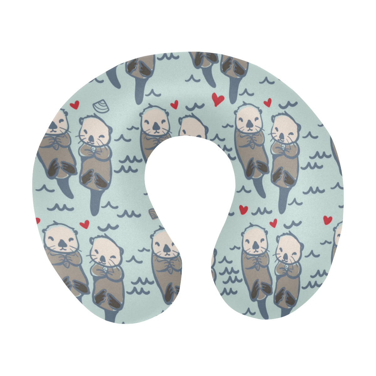 Sea Otter Pattern Print Design 03 U-Shaped Travel Neck Pillow