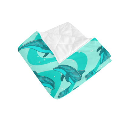 Dolphin Wave Print Premium Quilt
