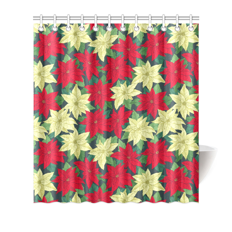 Poinsettia Pattern Print Design POT06 Shower Curtain