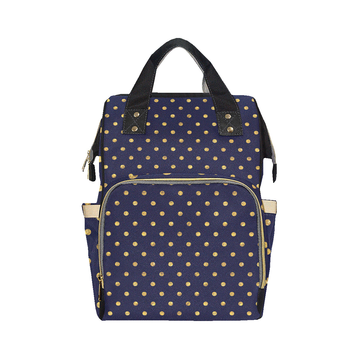 Polka Dot Gold Blue Pattern Print Design 02 Diaper Bag Backpack