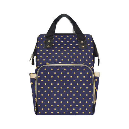 Polka Dot Gold Blue Pattern Print Design 02 Diaper Bag Backpack