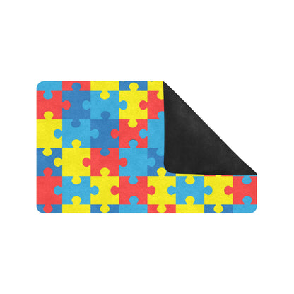 Autism Awareness Puzzles Design Print Rubber Doormat