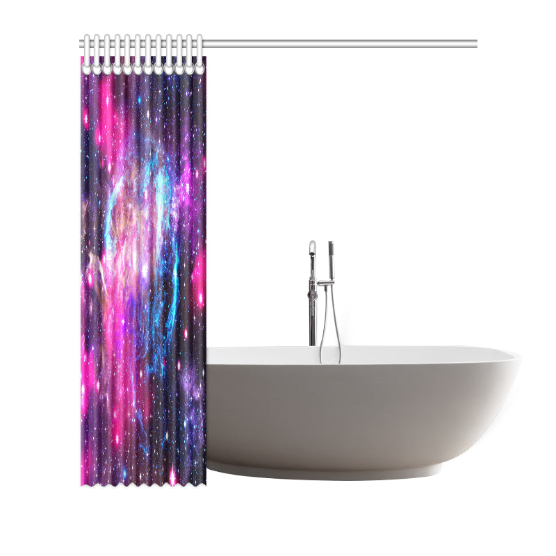 Galaxy Night Purple Space Print Shower Curtain