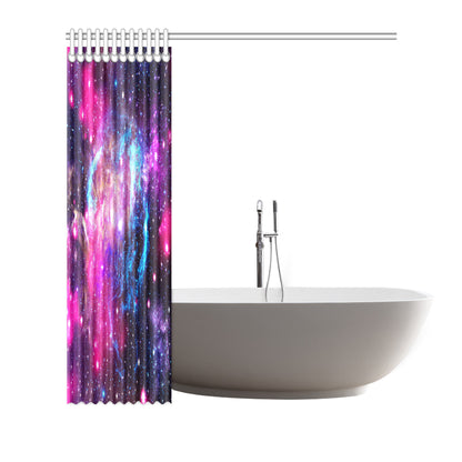 Galaxy Night Purple Space Print Shower Curtain