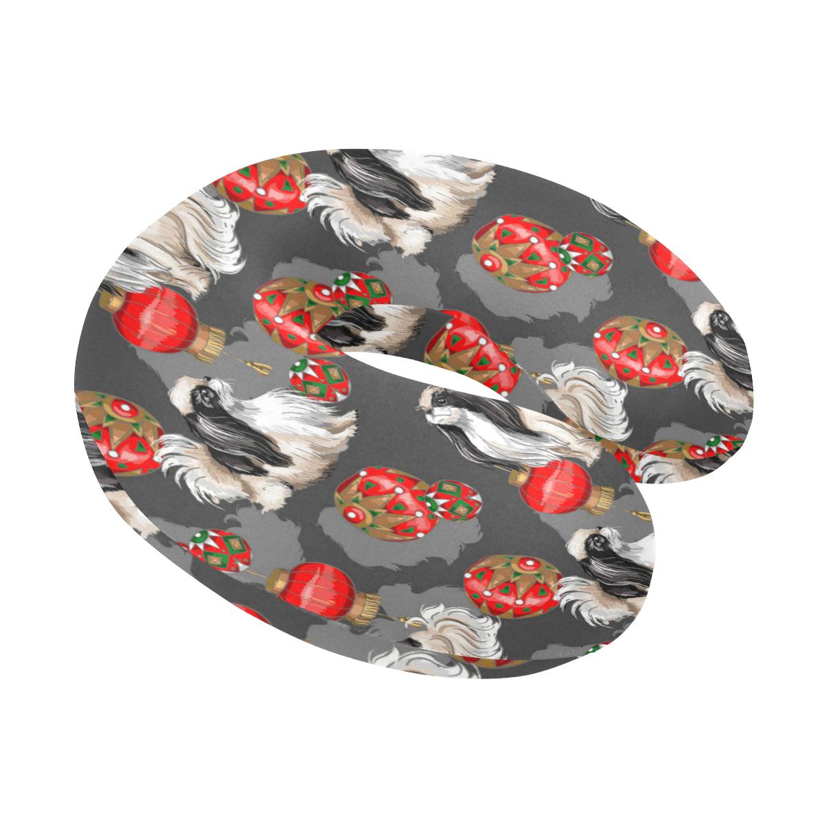 Japanese Chin Pattern Print Design 02 U-Shaped Travel Neck Pillow