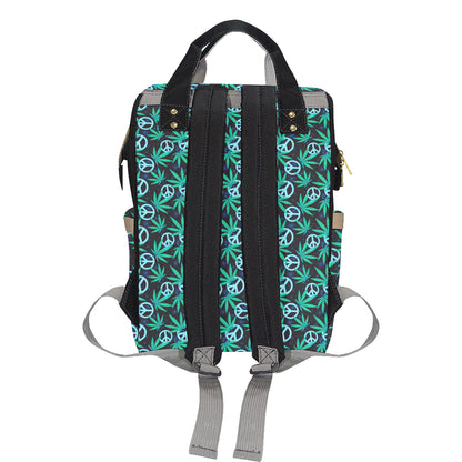 Peace Sign Themed Design Print Diaper Bag Backpack