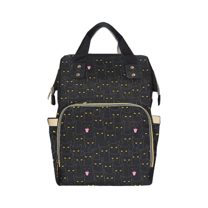 Black Cat Yellow Eyes Print Pattern Diaper Bag Backpack