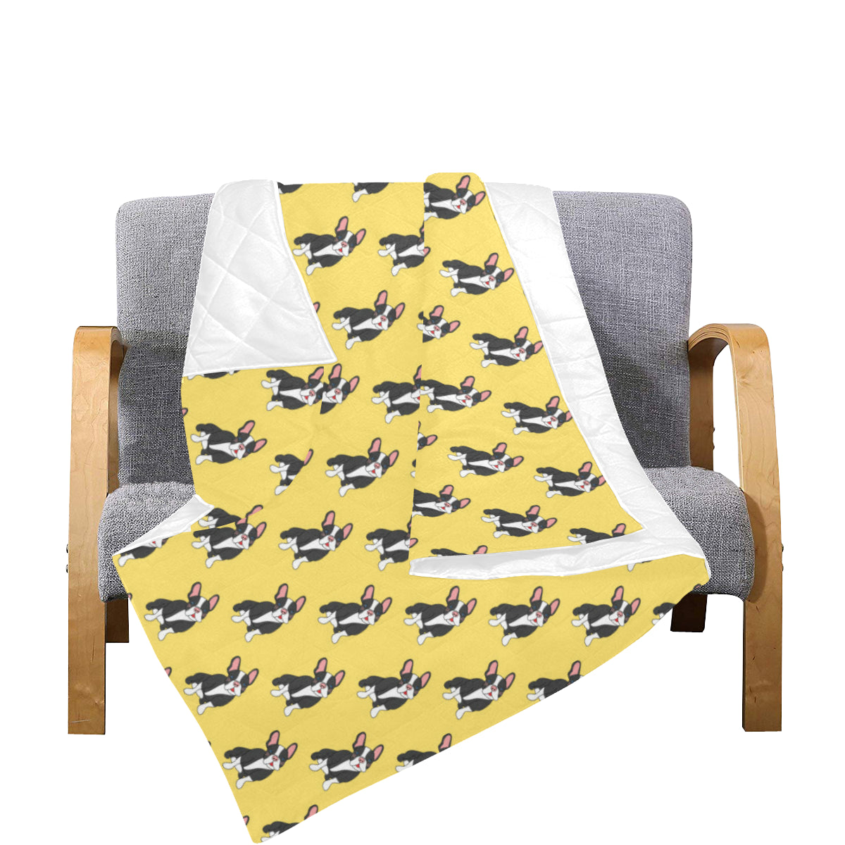 Boston Terrier Pattern Print Design 06 Premium Quilt