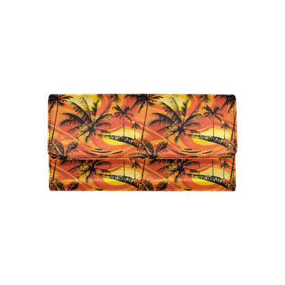 Palm Tree Pattern Print Design A02 Women's Trifold Wallet