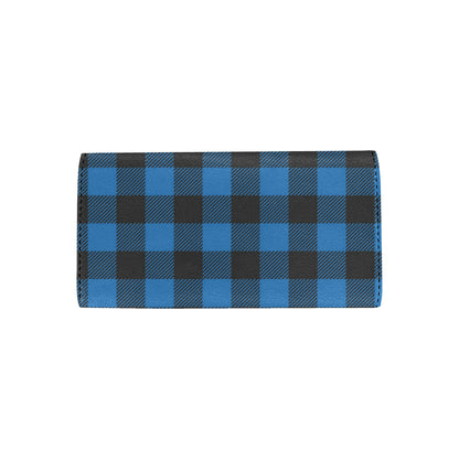 Buffalo check Blue Pattern Print Design 03 Women's Trifold Wallet