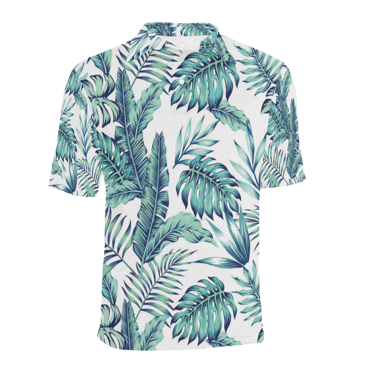 Pattern Tropical Palm Leaves Men Polo Shirt