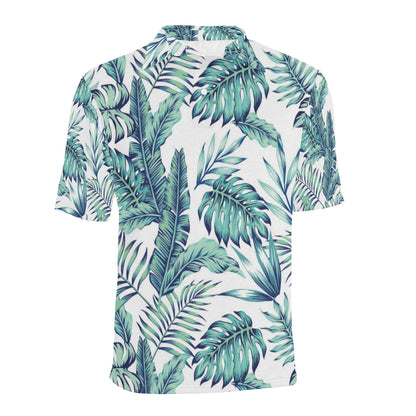 Pattern Tropical Palm Leaves Men Polo Shirt