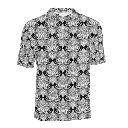 Lotus Mandala Print Pattern Men Polo Shirt
