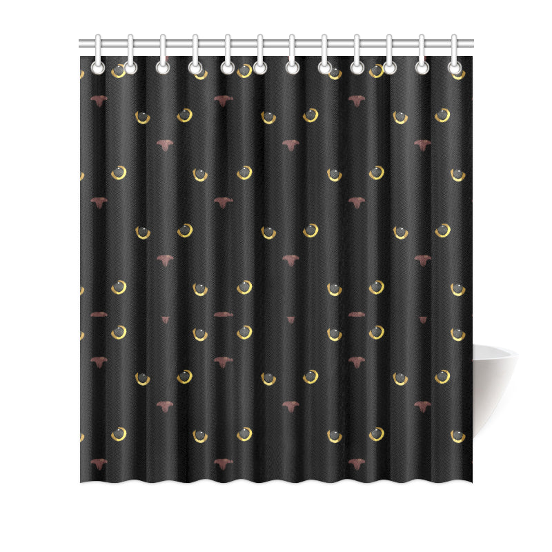 Black Cat Face Print Pattern Shower Curtain