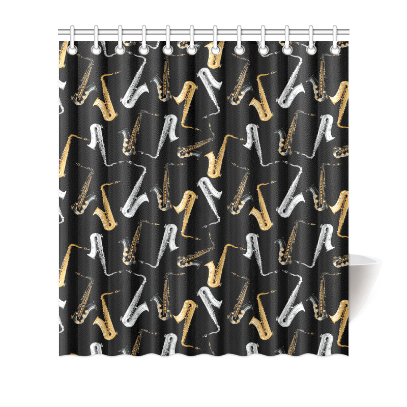 Saxophone Pattern Print Design 01 Shower Curtain