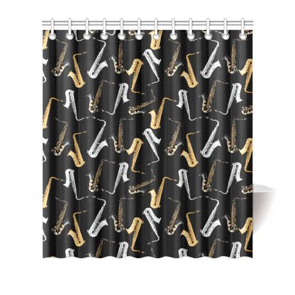 Saxophone Pattern Print Design 01 Shower Curtain
