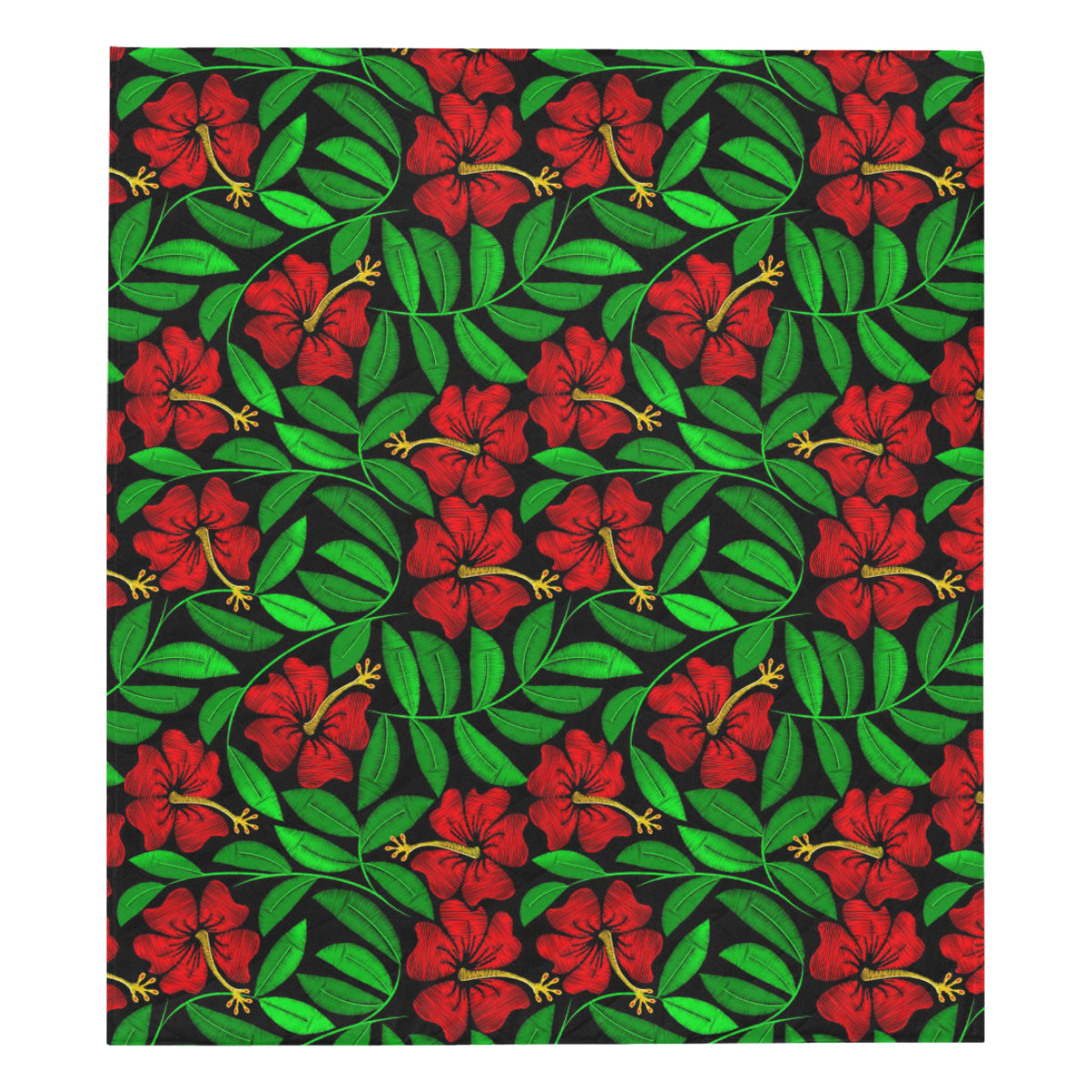 Red Hibiscus Embroidered Pattern Print Design HB03 Premium Quilt