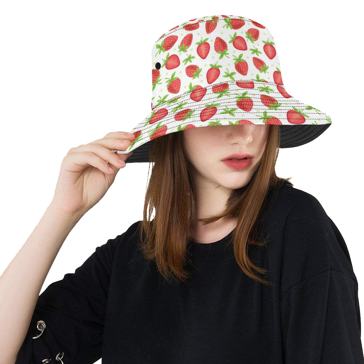 Strawberry Pattern Print Design SB07 Unisex Bucket Hat