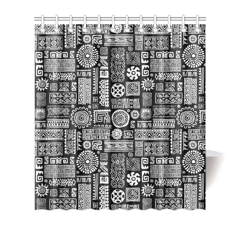Polynesian Pattern Print Design A02 Shower Curtain