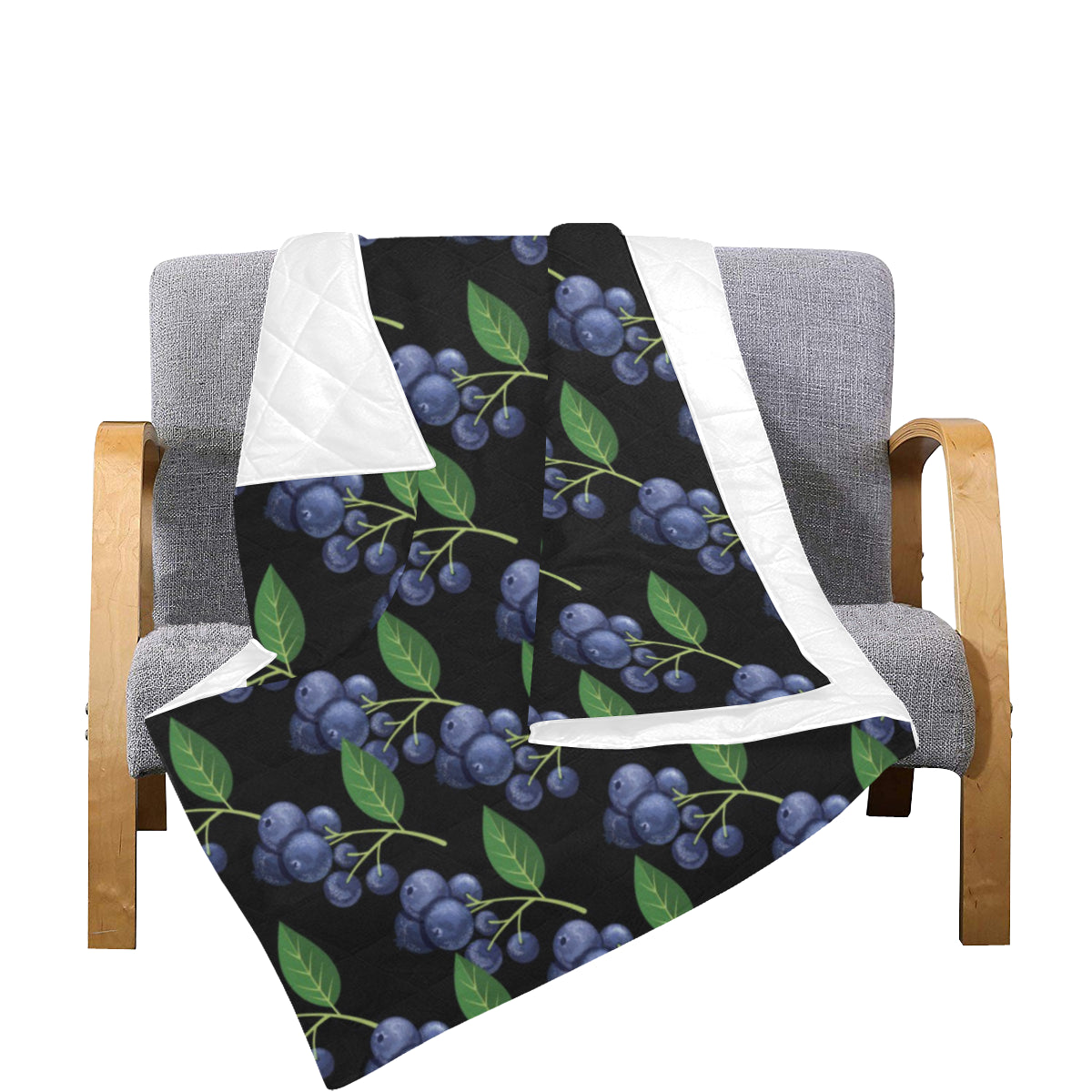 Blueberry Pattern Print Design BB01 Premium Quilt