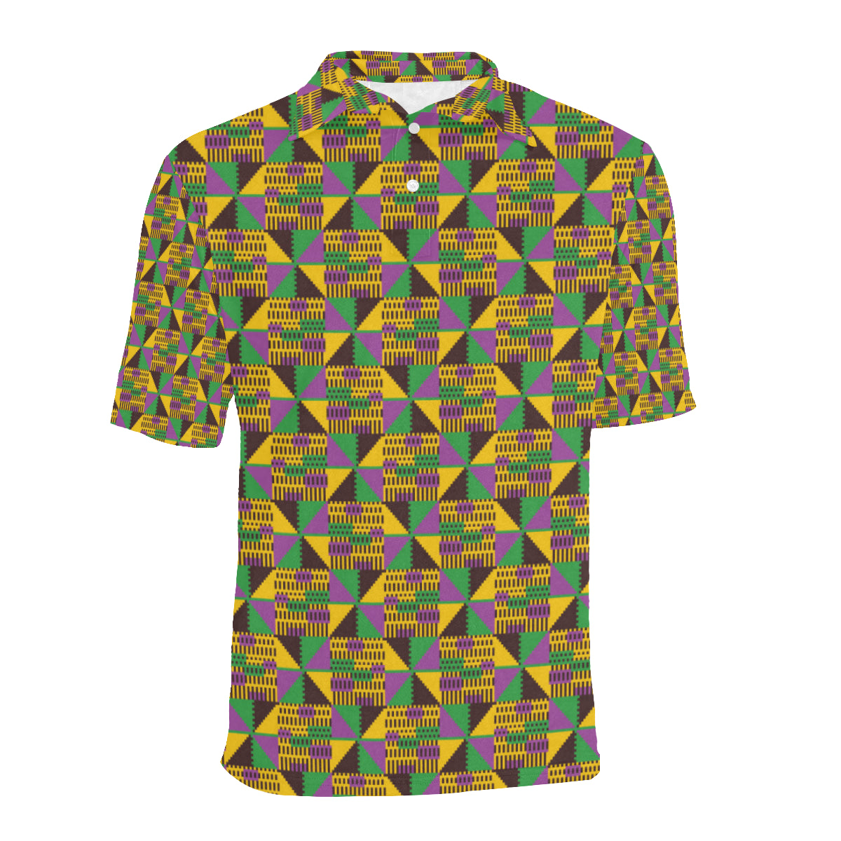 Kente Triangle Design African Print Men Polo Shirt
