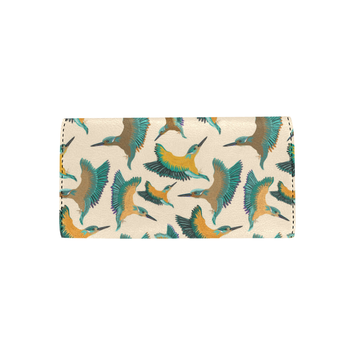 Kingfisher Pattern Print Design 02 Women's Trifold Wallet