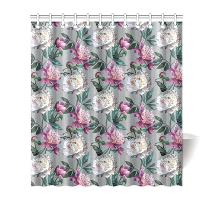 Peony Pattern Print Design PE01 Shower Curtain