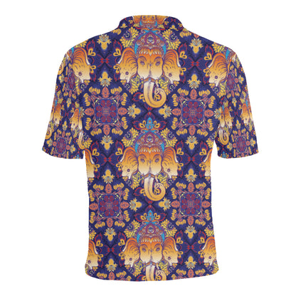 Ganesha Pattern Print Design 01 Men Polo Shirt