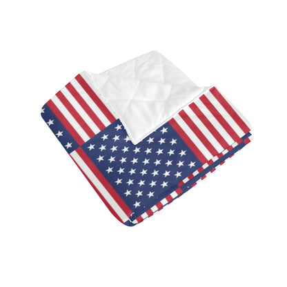 Patriotic US Flag Pattern Print Design A03 Premium Quilt