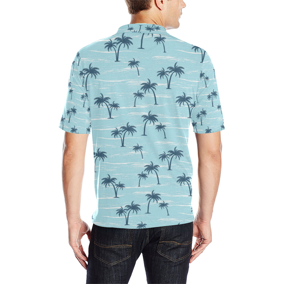 Palm Tree Pattern Print Design PT04 Men Polo Shirt