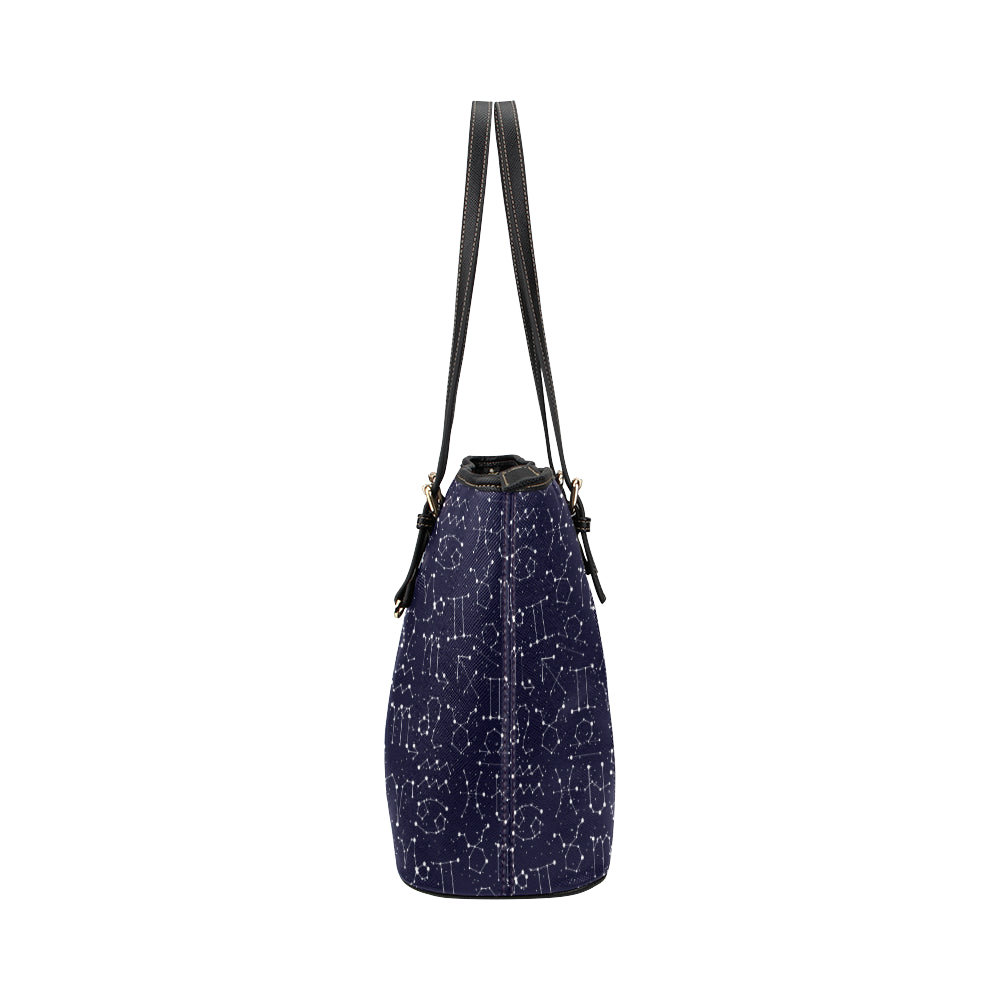 Zodiac Pattern Design Print Leather Tote Bag