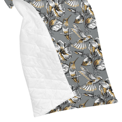 Hummingbird Pattern Print Design 02 Premium Quilt