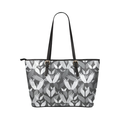 Angel Wings Pattern Design Themed Print Leather Tote Bag