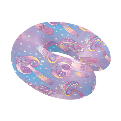Psychedelic Mushroom Pattern Print Design A01 U-Shaped Travel Neck Pillow