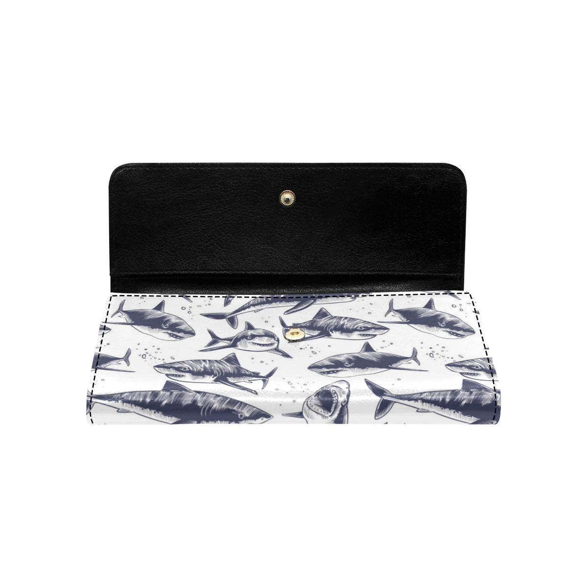 Great White Shark Pattern Print Design 02 Women's Trifold Wallet