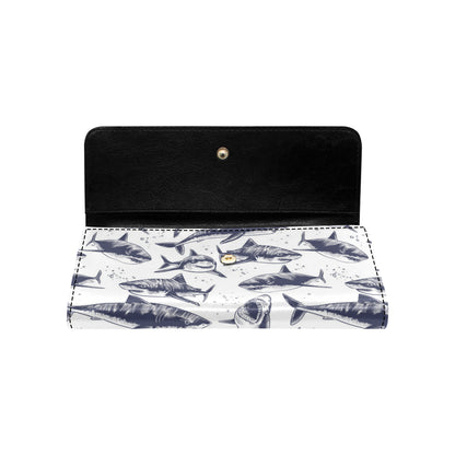 Great White Shark Pattern Print Design 02 Women's Trifold Wallet