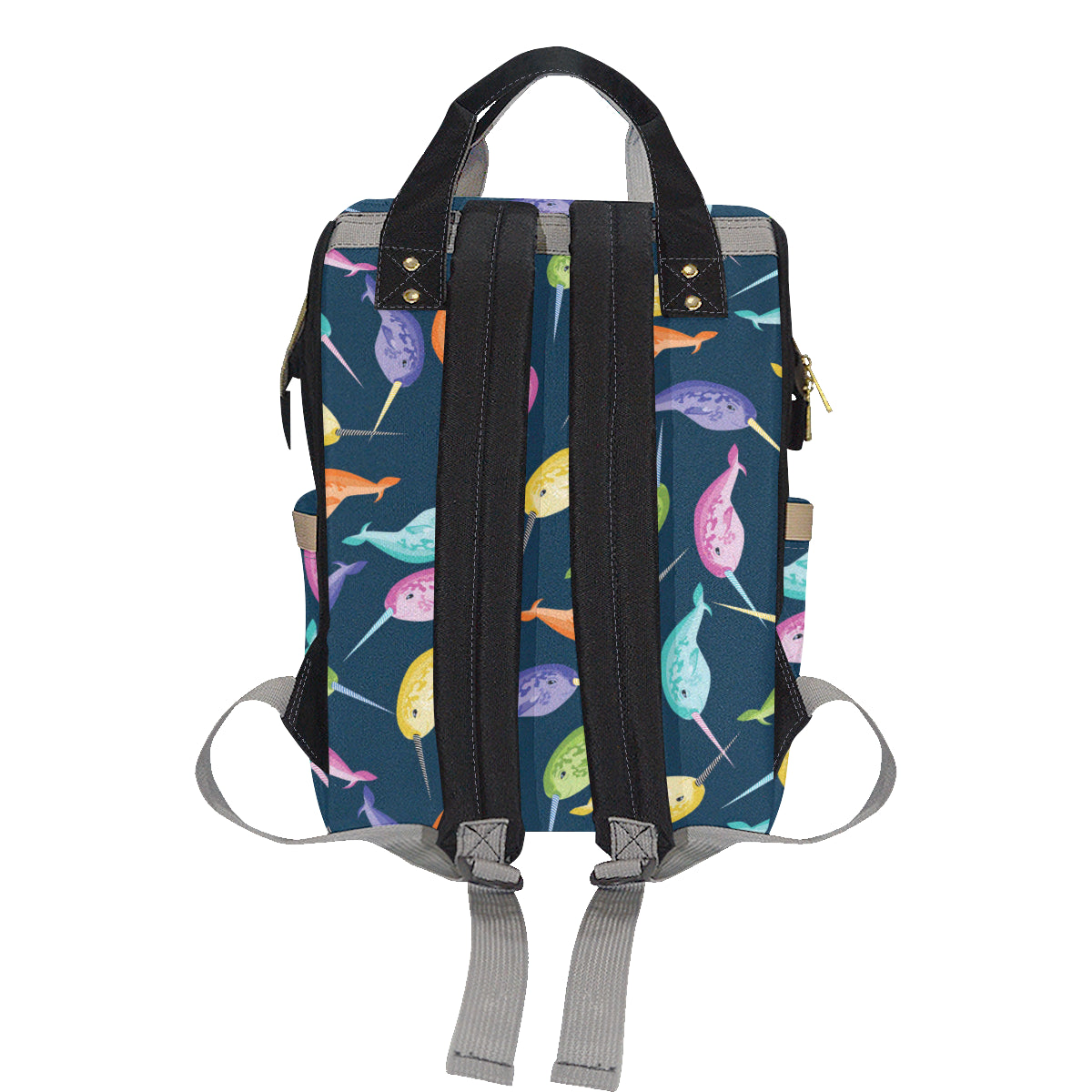 Narwhal Colorful Pattern Print Design 03 Diaper Bag Backpack