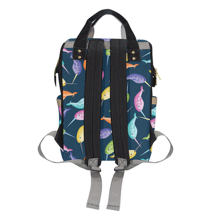 Narwhal Colorful Pattern Print Design 03 Diaper Bag Backpack