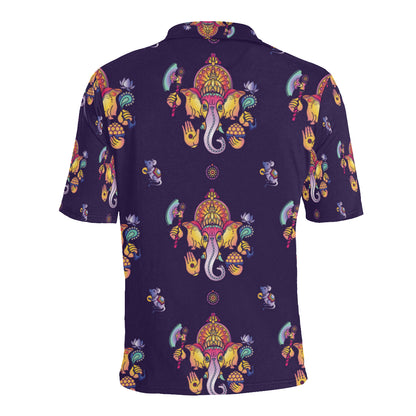 Ganesha Pattern Print Design 04 Men Polo Shirt