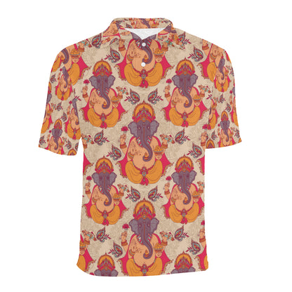 Ganesha Indian Pattern Print Design 02 Men Polo Shirt